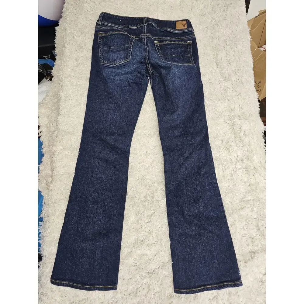 American Eagle Kick Boot Stretch Jeans Womens 6 Regular Dark Wash Blue Western